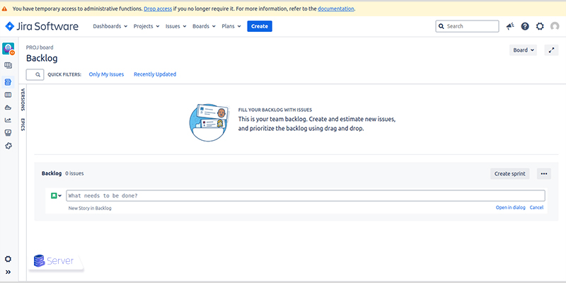 Access the project dashboard